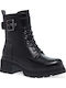 Women's Combat Boots with Mid Heel Black