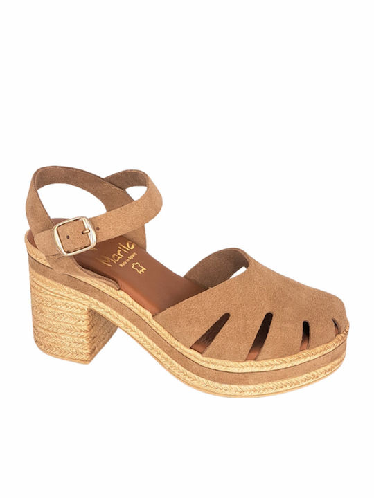Marila Footwear Suede Damen Sandalen Braune Mar...