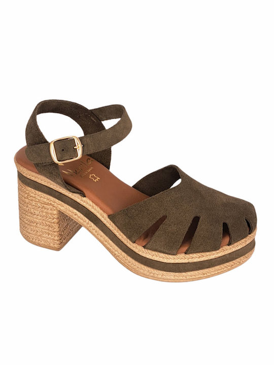 Marila Footwear Suede Damen Sandalen Khaki