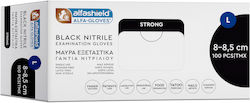 Alfa Gloves Black Strong Εξεταστικά Γάντια Νιτριλίου Χωρίς Πούδρα 100τμχ Alfa Gloves Black Strong Εξεταστικά Γάντια Νιτριλίου Χωρίς Πούδρα 100τμχ