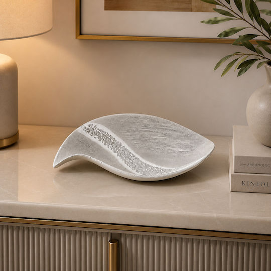 Galifas Platou Decorativ Ceramic Argintiu 35x17x8cm