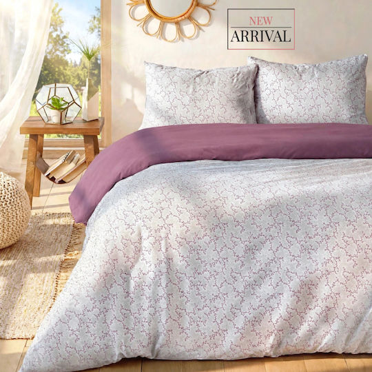 Isadore Lorraine Set of Bed Sheets Super King 240x260cm Coral-vines-(dark-maue) (4pcs)