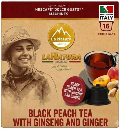 La Natura Lifestyle Pfirsich Tee Ginseng Ingwer 16 Stück Dolce Gusto