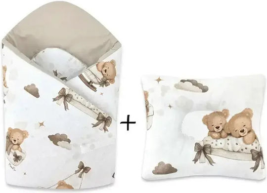 MimiNu Pătură Pepinieră Swaddling 100% Bumbac Bej Cu Animal 75x75cm