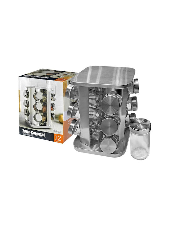 Spice Rack 12 Jars & Base Jars: 9 5x4 5cm Base 22x16x16cm Homie 1001951