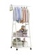 Kleiderständer Trolley Boden Kleiderständer aus Metall Weiß 55x42x160cm