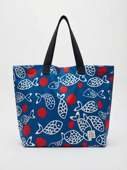 Bleecker & Love City Fabric Beach Bag Blue