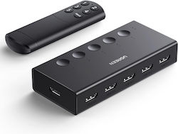 Ugreen HDMI-Schalter 5 Eingänge 1 Ausgang HDMI 2.0 4K 60Hz 18Gbps HDR CEC HDCP 2.2 3D IR Fernbedienung Schnelles Umschalten Ps5 Ps4 Xbox Apple TV Blu-ray DVD Kompatibler TV Monitor Projektor USB-C 5V Strom Ugreen HDMI-Schalter 5 Eingänge 1 Ausgang HDMI 2.0 4K 60Hz 18Gbps HDR CEC HDCP 2.2 3D IR Fernbedienung Schnelles Umschalten Ps5 Ps4 Xbox Apple TV Blu-ray DVD Kompatibler TV Monitor Projektor USB-C 5V Strom