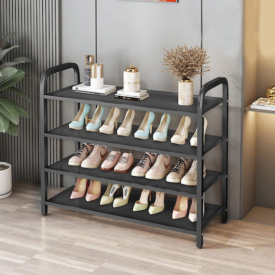 Metalică Cu 4 Rafturi Neagră 80x28x75cm F919-R1 Metalică Cu 4 Rafturi Neagră 80x28x75cm F919-R1