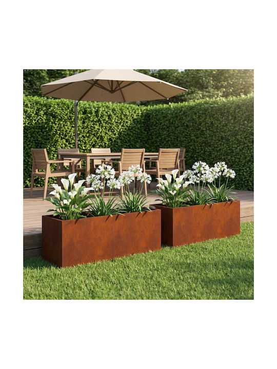 vidaXL Set of 2 Metallic Rusty Flower Pots