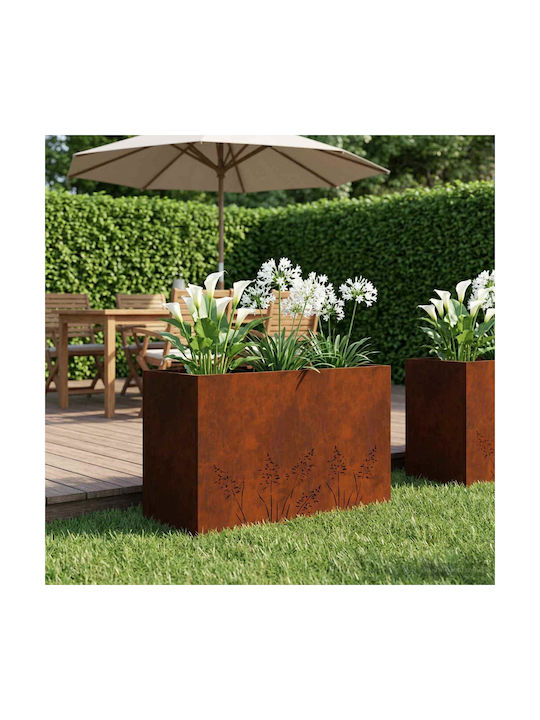 vidaXL Metallic Rusty Flower Pot 80x30x49cm