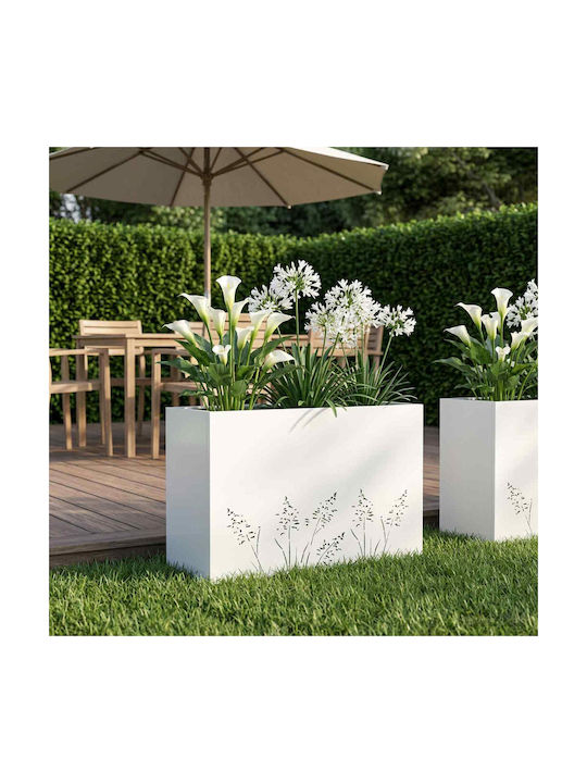 vidaXL Metallic White Flower Pot 80x30x49cm