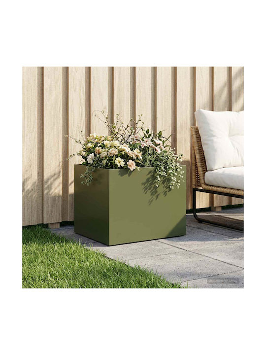 vidaXL Metallic Flower Pot Olive 40x30x30cm