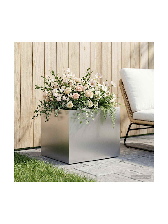 vidaXL Metallic Silver Flower Pot 40x30x30cm