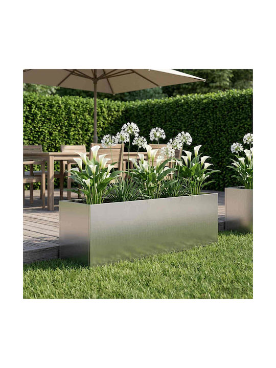 vidaXL Metallic Silver Flower Pot 100x30x30cm