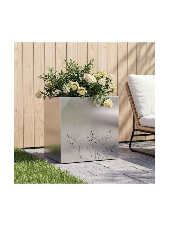 vidaXL Metallic Silver Flower Pot 50x30x49cm