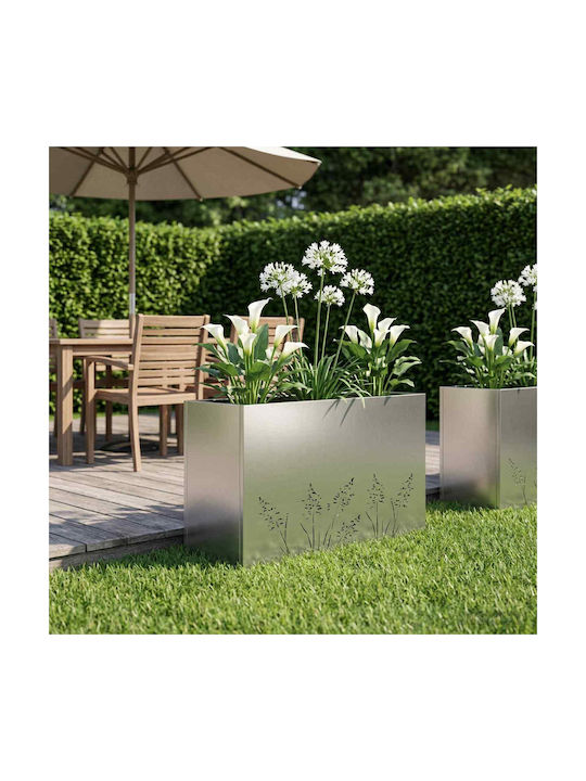 vidaXL Metallic Silver Flower Pot 80x30x49cm