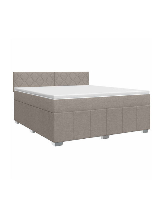 Double Upholstered Bed with Fabric Taupe with S...
