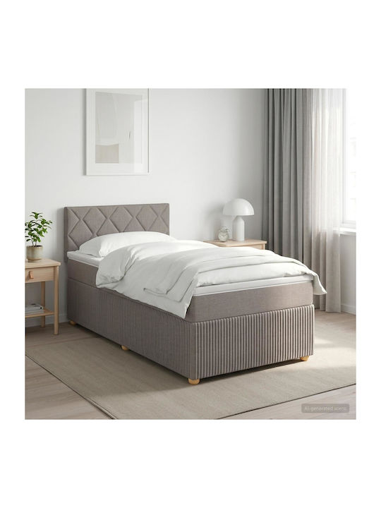 Ein Einzelbett Mit Stoff Taupe Mit Lattenrost &...