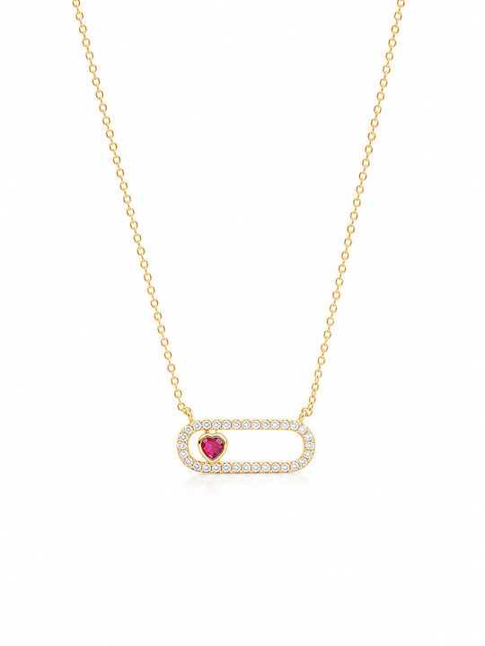 Ioannis Kosmima Necklace from 9 K Gold with Red Zircon