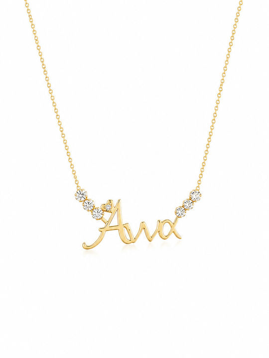 Ioannis Kosmima Necklace Name In 9 K Gold With Zircon