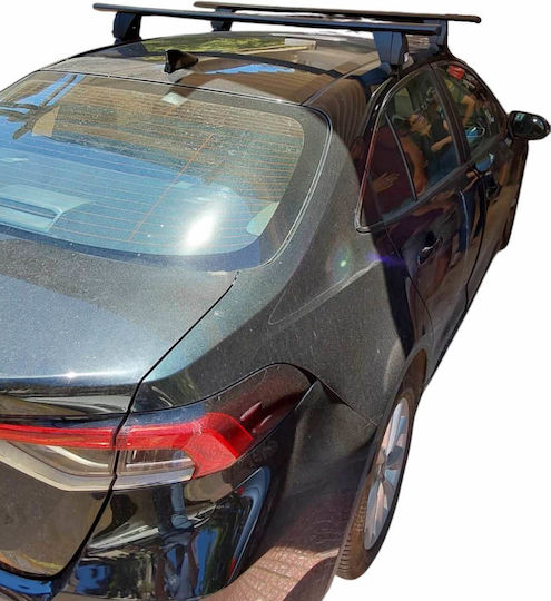 Menabo Autodachträger Δεύτερο Delta Aluminium Schwarz mit Dachträgerfüßen und Schloss Toyota Corolla E210 2018 2 Stücke
