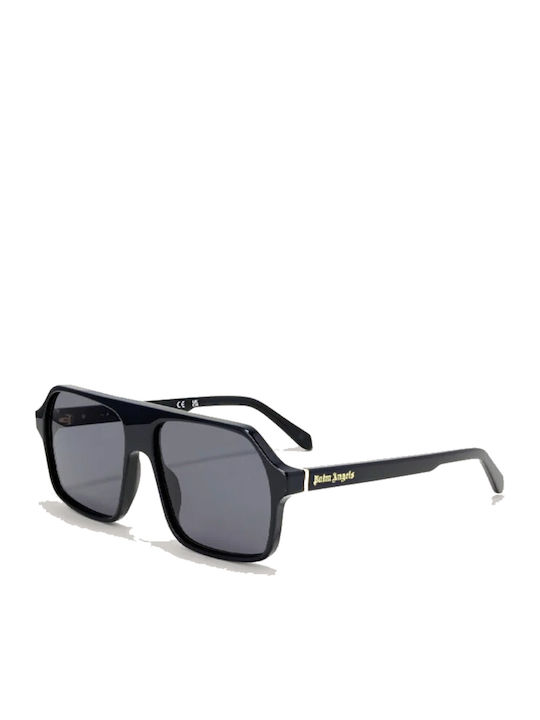 Men's Sunglasses with Black Horn-Rimmed Frame and Black Lens