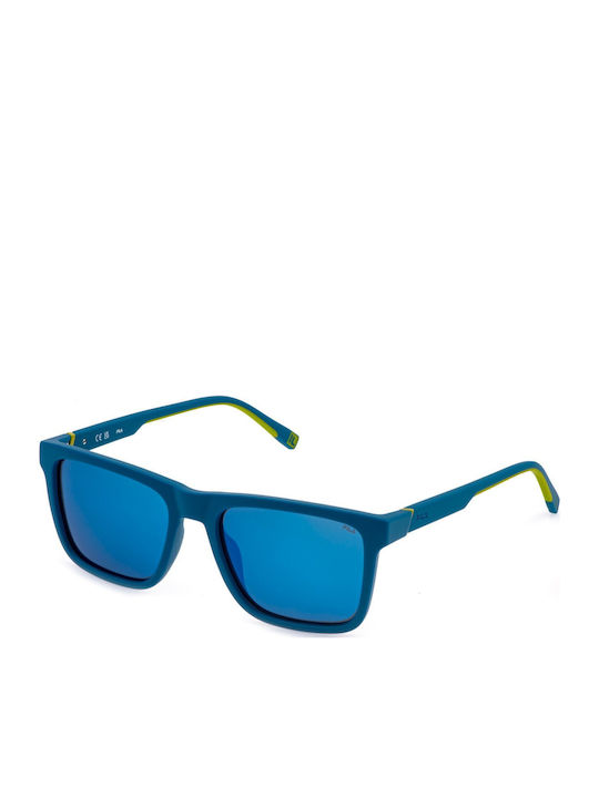 FILA Unisex Sunglasses with Blue Frame and Blue Polarized Mirror Lens