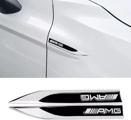 Autoaufkleber Wappenabzeichen Amg Flügel Auto 2 Stück Schwarz