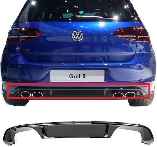 Rear Bumper Diffuser VW Golf VII 7 13-17 R-Line 2 Dual Exhausts Right & Left Glossy Black ABS Plastic 1 Piece
