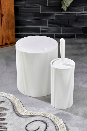 SteweHome Plastic Bathroom Brush and Bin Set 6.25lt Grey