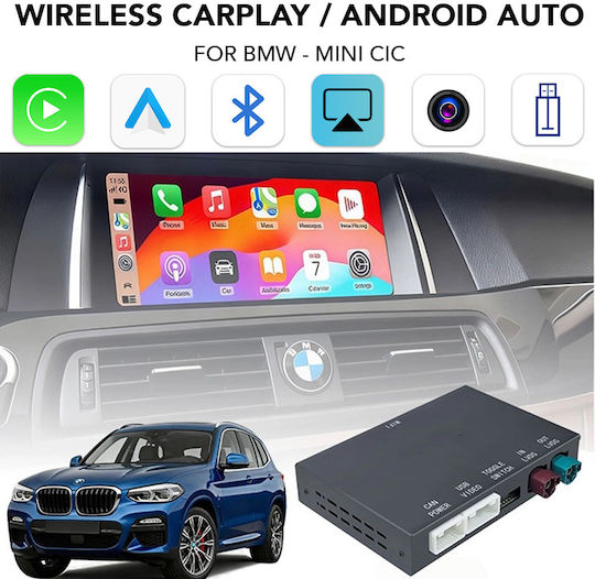 Adaptor Carplay Wireless Android Auto Box Bmw Mini Cic System 2 Camere Față Spate