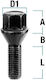 Wheel Bolt M14x1.25 Conical 60° Key 17 Length 28mm Black 1 Piece M1425ke28w