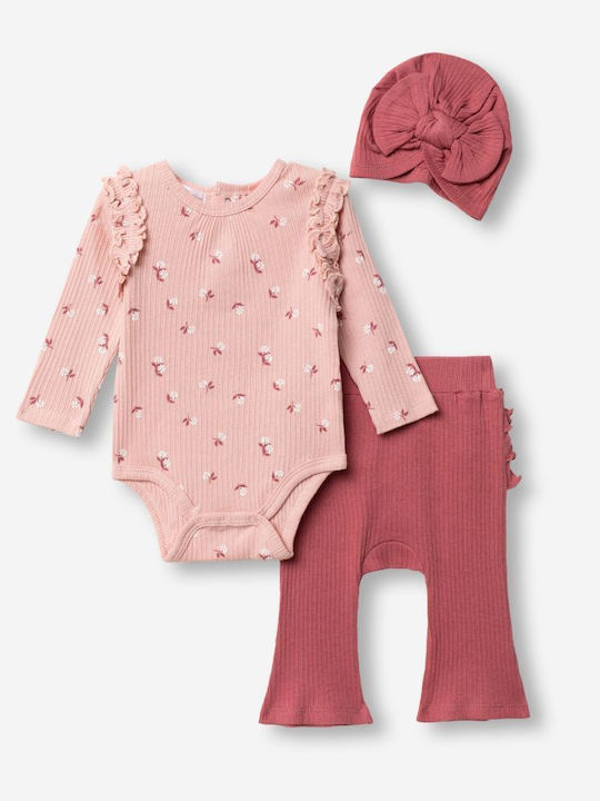 Kids Set with Pants Summer 3 Pieces Pink