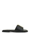 Leder Flache Sandalen für Damen Schwarz