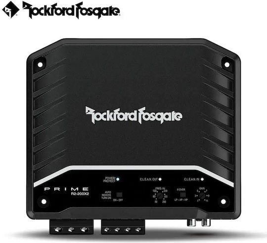 Rockford Fosgate Prime R2-200x2 Цифров Двуканален Кола Усилвател Class-d Мощност 2x 50wrms 4 Ohm