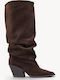 Brown Boots Ruched Pointed Toe Heel