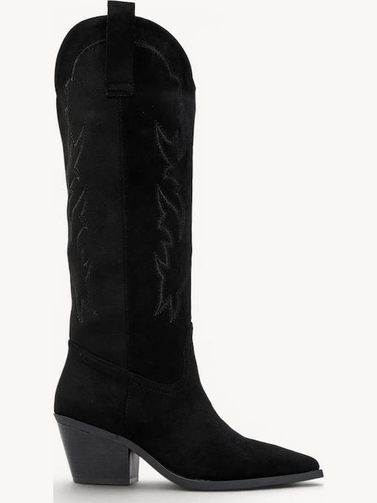 Black Women's Cowboy Boots Side Zipper