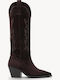 Brown Women's Cowboy Boots Side Zipper