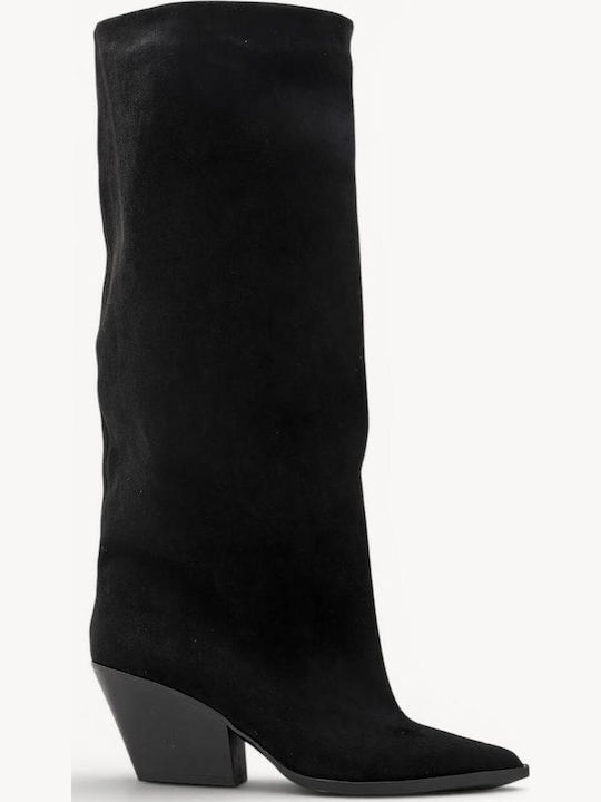 Black Boots Pointed Toe Thick Heel