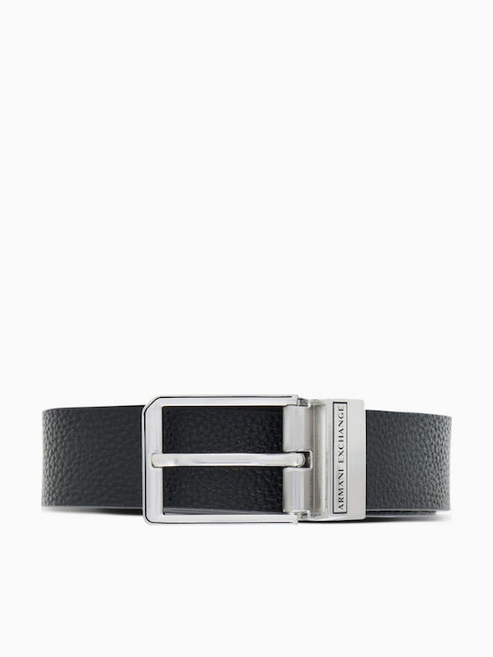 Armani Exchange Ανδρική Ζώνη Δερμάτινη Διπλής Όψης Μαύρη