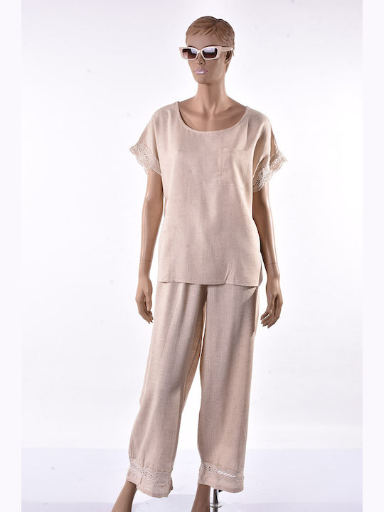Raiden Raiden Damen Leinenhose Beige