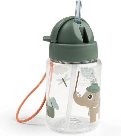 Done by Deer Tiny Trails Kunststoff Kinder Trinkflasche mit Stroh Grün 280ml