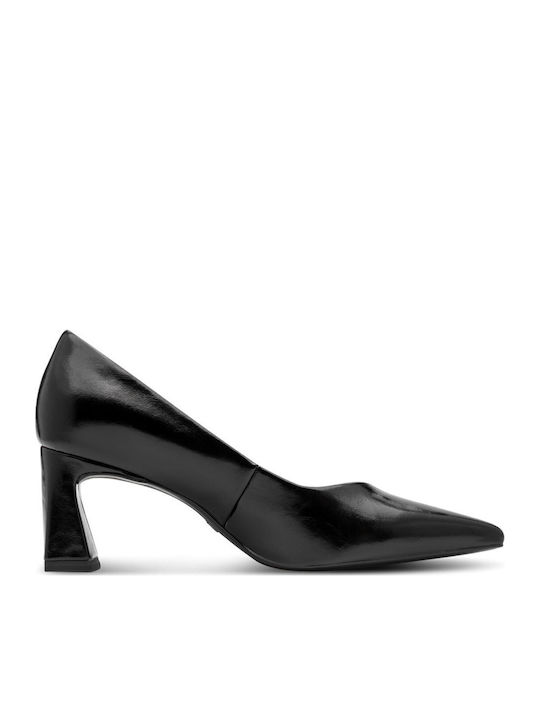 Leder Spitze Zehe Pumps Schwarz