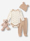 Funky Set Onesie with Beige Pants 4 Pieces