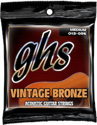GHS Strings Vintage Bronze Acoustic Guitar Strings Set Bronze 13 - 56 Medium GHS Strings Vintage Bronze Acoustic Guitar Strings Set Bronze 13 - 56 Medium