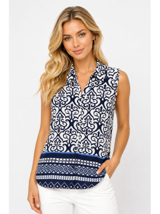 Sleeveless Women's Shirt Blue SS-FY9389-26SH-Blue