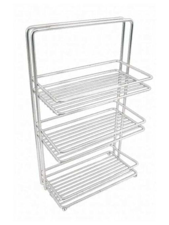 Sidirela Wall Mounted Bathroom Shelf Metallic 25x13x53cm Silver
