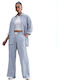 Sportswear Women's High Rise Fabric Striped Blue Pants