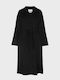 Wool Women's Coat Black with Belt